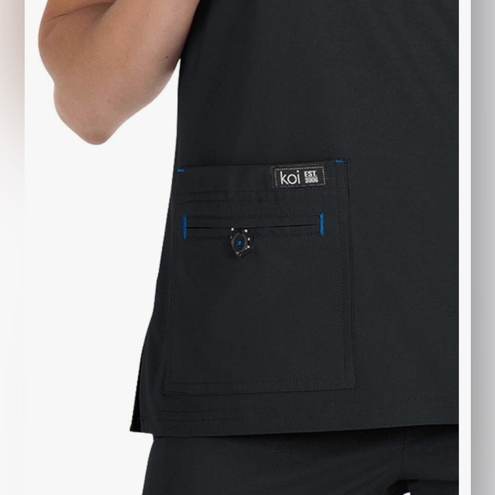 Koi Basics Medical Scrub V-Neck Black Top XL Women’s GUC - Picture 5 of 16